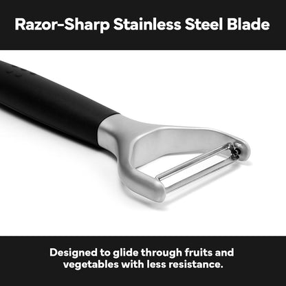 Stainless Steel Vegetable Peeler - Dishwasher Safe Y Peeler - Easy to Use with Potatoes, Cabbage, Carrots, and More - Progessional Grade Kitchen Tool - Black