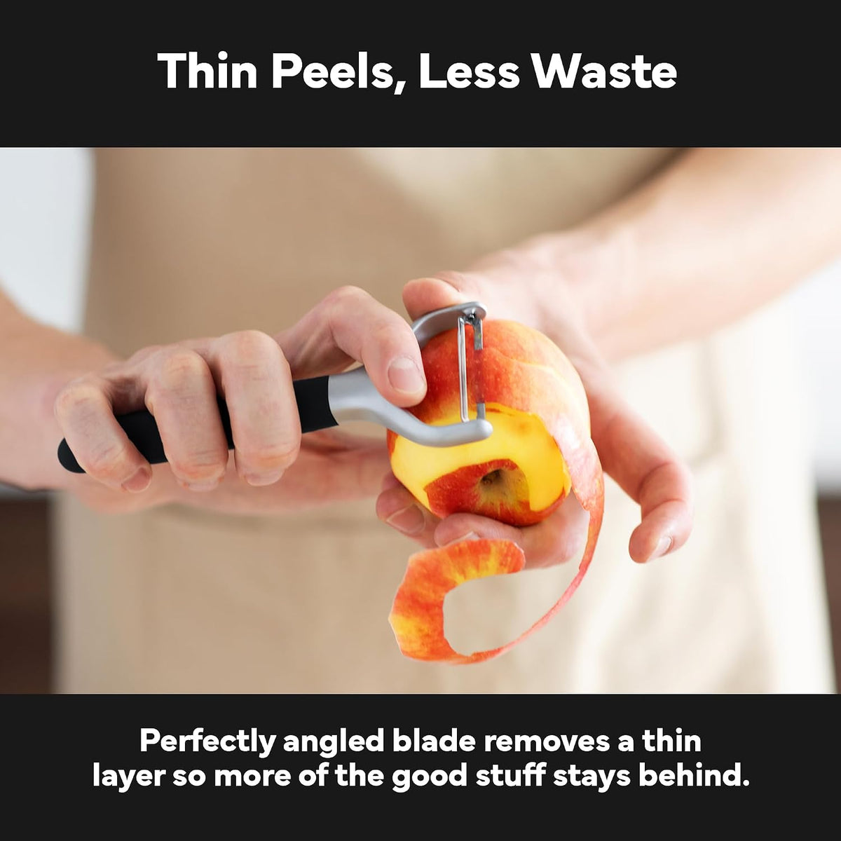 Stainless Steel Vegetable Peeler - Dishwasher Safe Y Peeler - Easy to Use with Potatoes, Cabbage, Carrots, and More - Progessional Grade Kitchen Tool - Black