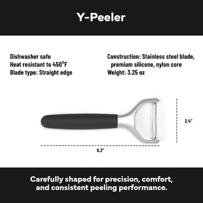 Stainless Steel Vegetable Peeler - Dishwasher Safe Y Peeler - Easy to Use with Potatoes, Cabbage, Carrots, and More - Progessional Grade Kitchen Tool - Black