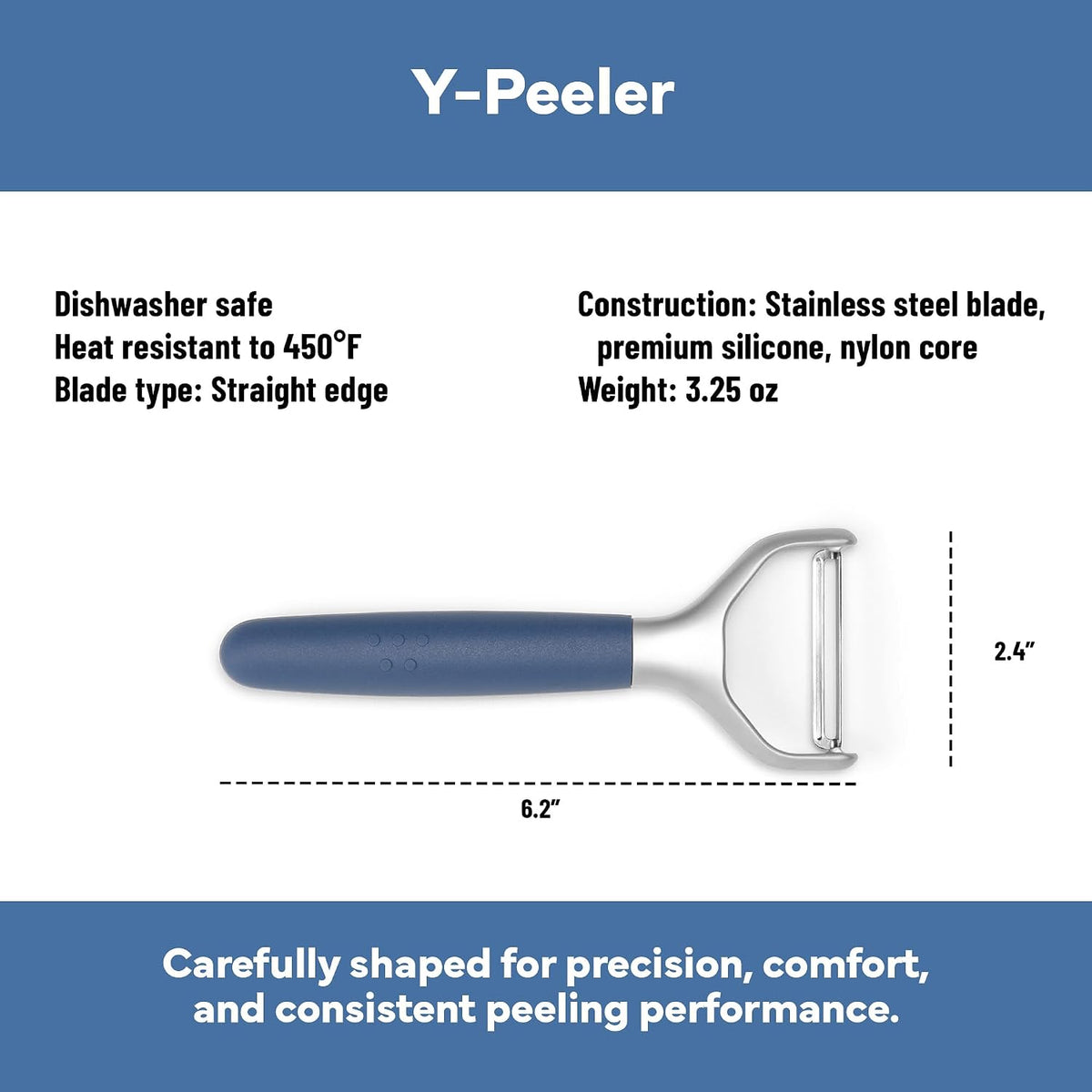 Stainless Steel Vegetable Peeler - Dishwasher Safe Y Peeler - Easy to Use with Potatoes, Cabbage, Carrots, and More - Progessional Grade Kitchen Tool - Black
