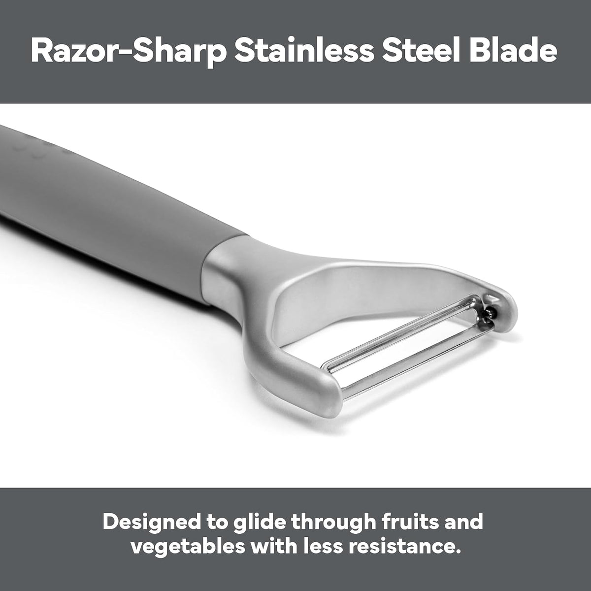 Stainless Steel Vegetable Peeler - Dishwasher Safe Y Peeler - Easy to Use with Potatoes, Cabbage, Carrots, and More - Progessional Grade Kitchen Tool - Black