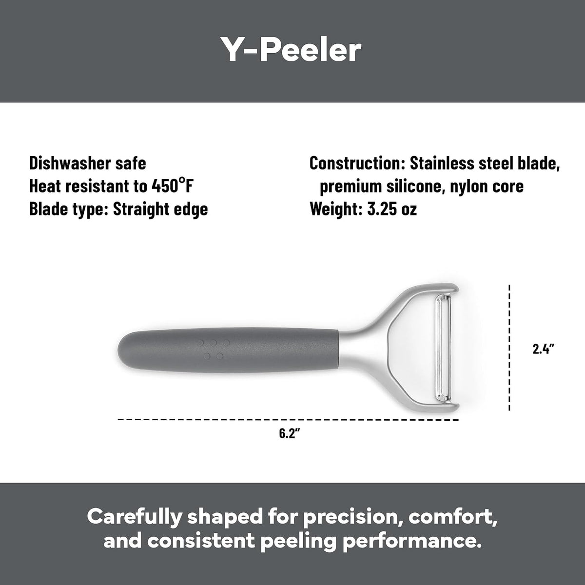 Stainless Steel Vegetable Peeler - Dishwasher Safe Y Peeler - Easy to Use with Potatoes, Cabbage, Carrots, and More - Progessional Grade Kitchen Tool - Black