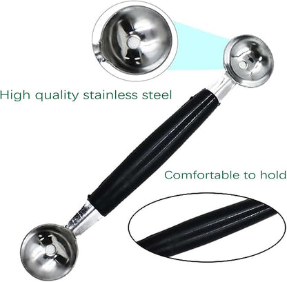 4 Pack Double Ended Headed Fruit Icecream Ball Spoon,Stainless Steel Melon Baller,Smooth Round Melon Balls Melon Scoop for Watermelon/Ice Cream/Fruits/Sorbet/Meatball