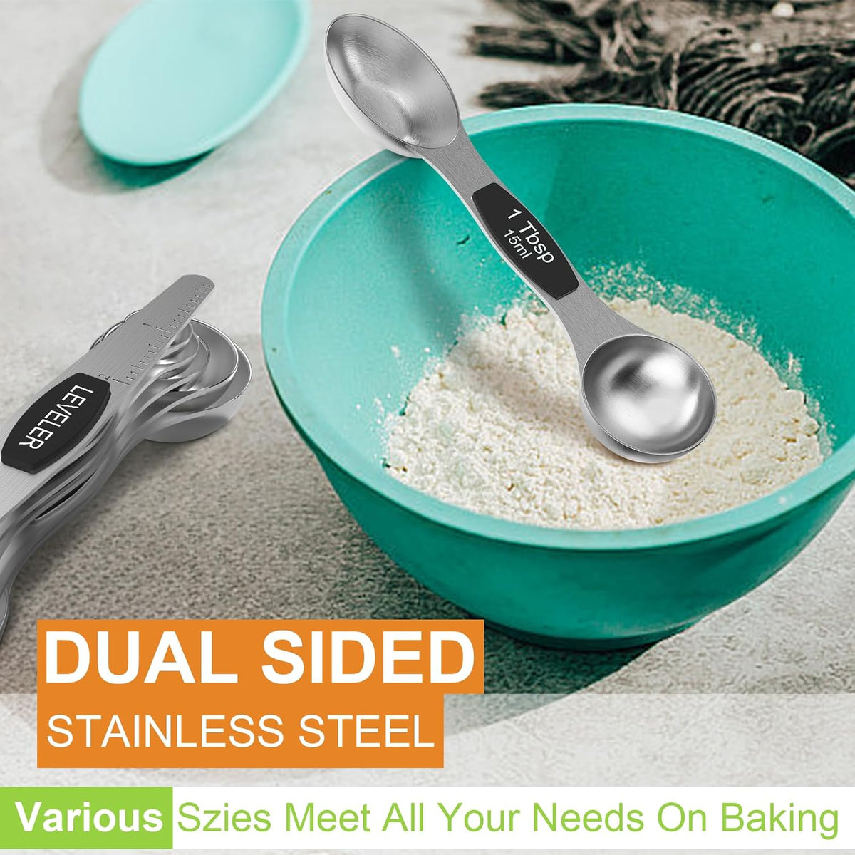 Magnetic Measuring Spoons Set, Stainless Steel Measuring Spoons