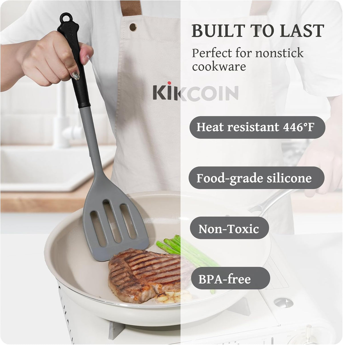 43 PCS Silicone Kitchen Utensils Set, Dishwasher Safe Kitchen Cooking Utensils Set, 446°F Spatulas Silicone Heat Resistant, Non Toxic Silicone Utensils Set With Two-Tone Grip Handles, Gray