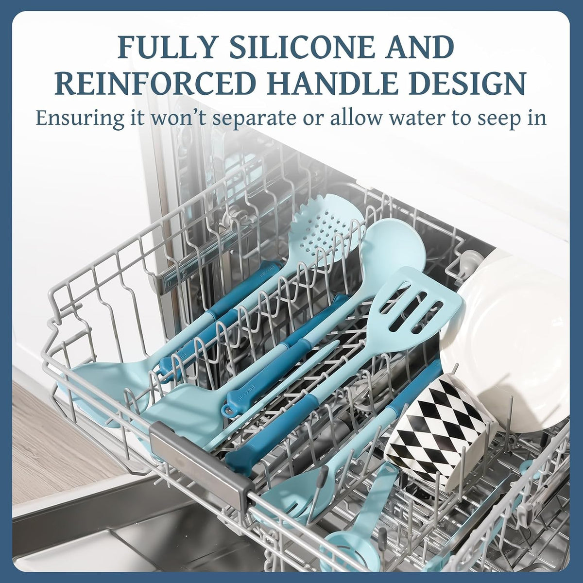 43 PCS Silicone Kitchen Utensils Set, Dishwasher Safe Kitchen Cooking Utensils Set, 446°F Spatulas Silicone Heat Resistant, Non Toxic Silicone Utensils Set With Two-Tone Grip Handles, Gray