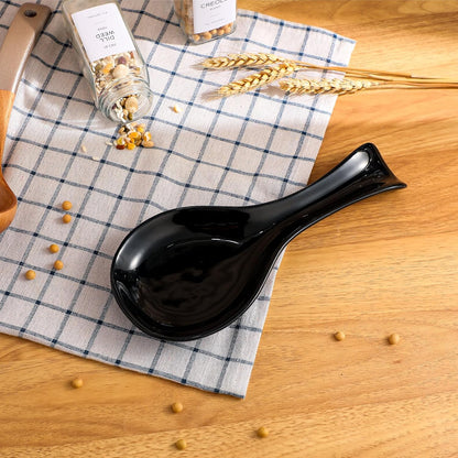 Ceramic Spoon Rest Spoon Holder Stovetop for Kitchen Stove Coffee Bar Accessories Christmas Gift(White with Gold Brim,Classic Style)