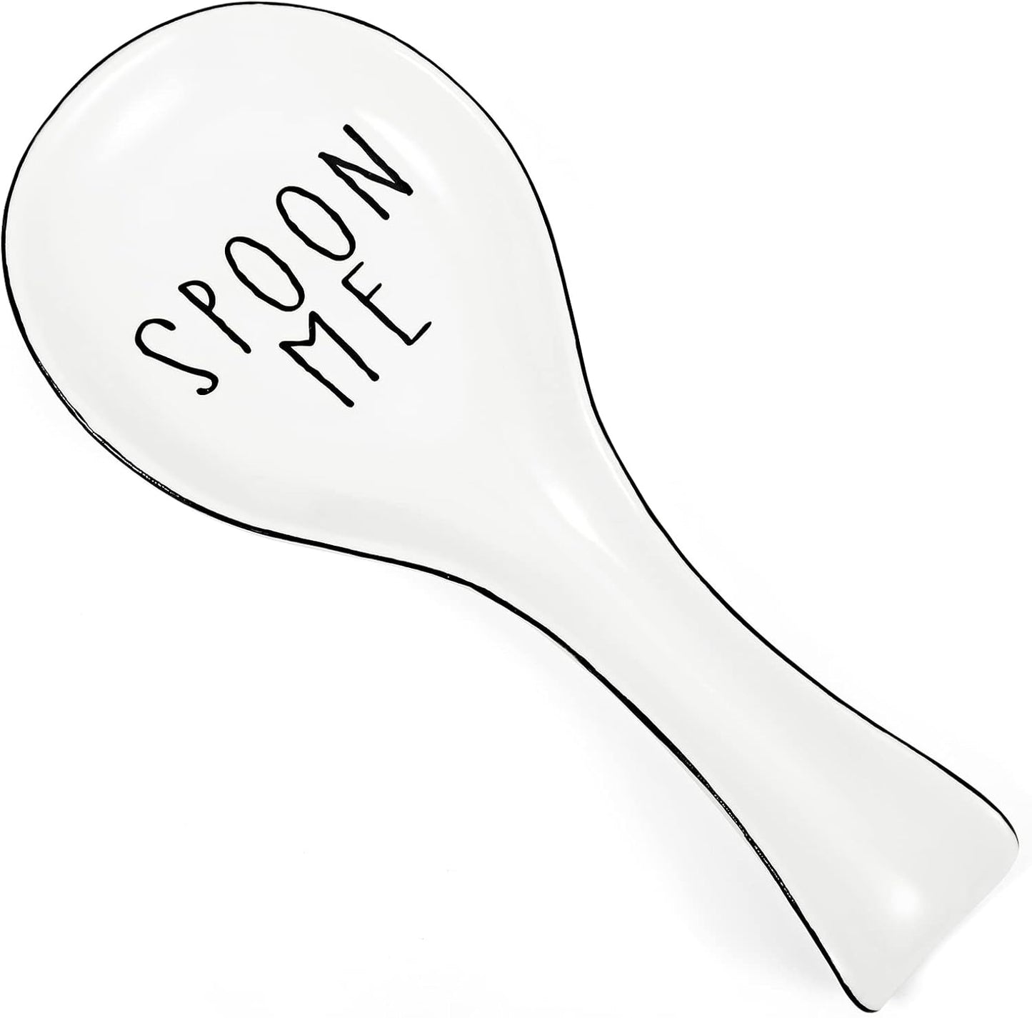 Ceramic Spoon Rest Spoon Holder Stovetop for Kitchen Stove Coffee Bar Accessories Christmas Gift(White with Gold Brim,Classic Style)