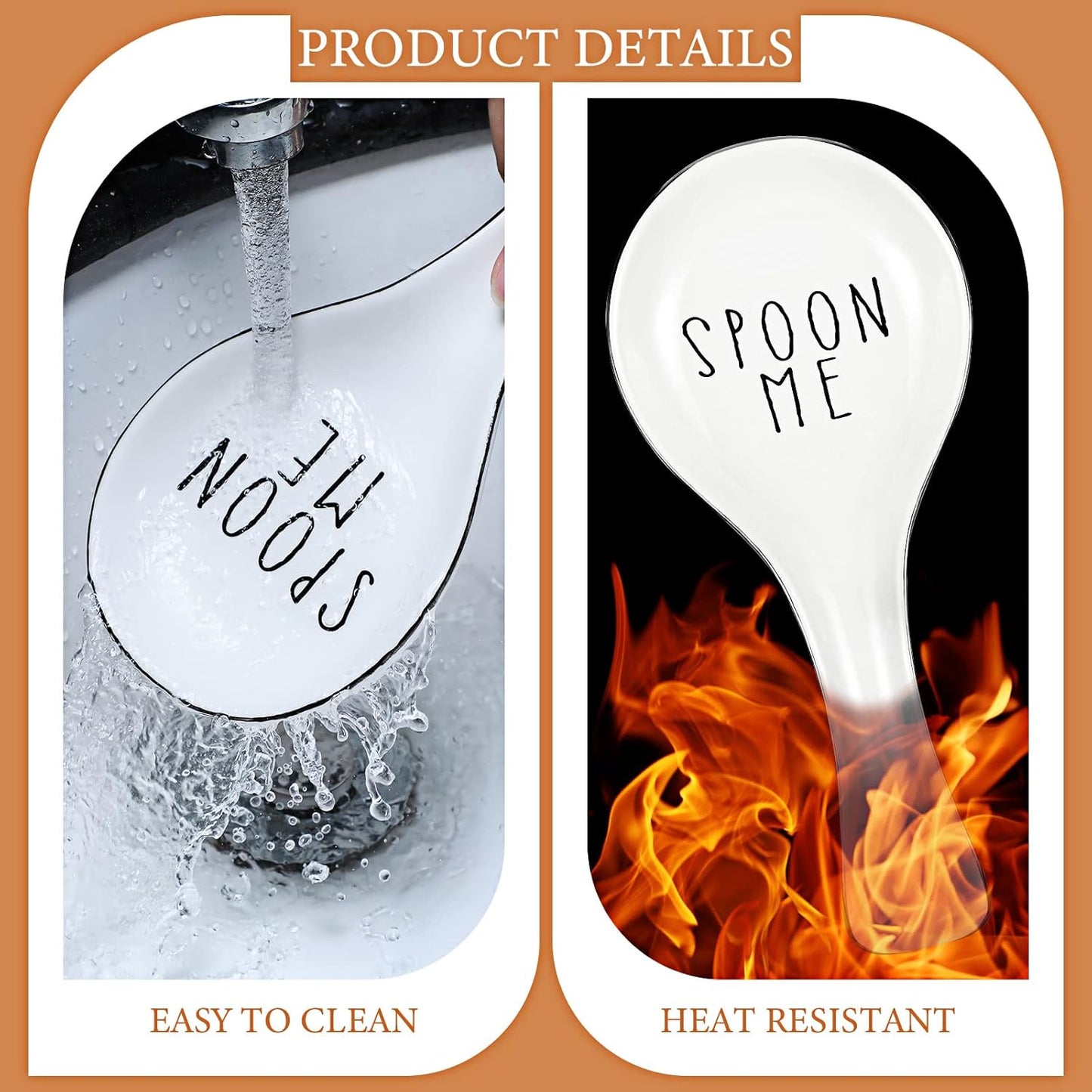 Ceramic Spoon Rest Spoon Holder Stovetop for Kitchen Stove Coffee Bar Accessories Christmas Gift(White with Gold Brim,Classic Style)