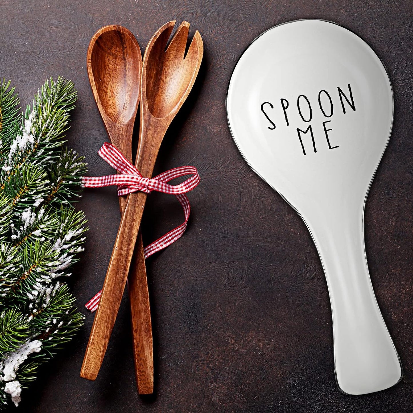 Ceramic Spoon Rest Spoon Holder Stovetop for Kitchen Stove Coffee Bar Accessories Christmas Gift(White with Gold Brim,Classic Style)