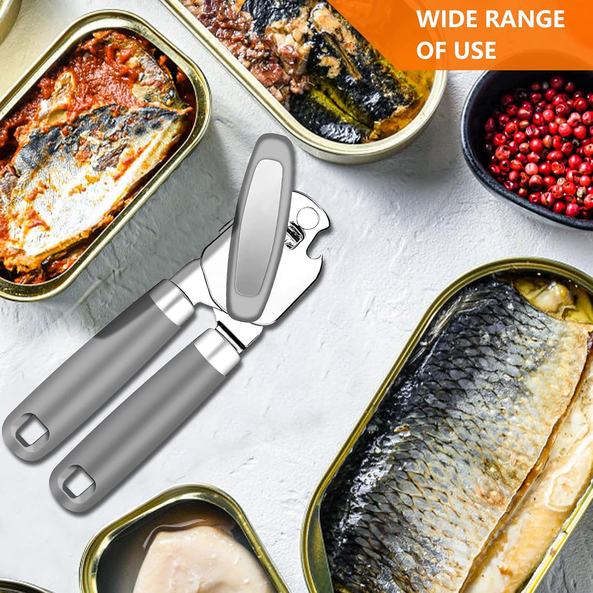 Can Opener,Professional 3-In-1 Multifunctional Manual Can Openers Bottle Opener,Kitchen Durable Stainless Steel Heavy Duty Can Opener Smooth Edge for Kitchen Seniors Friendly