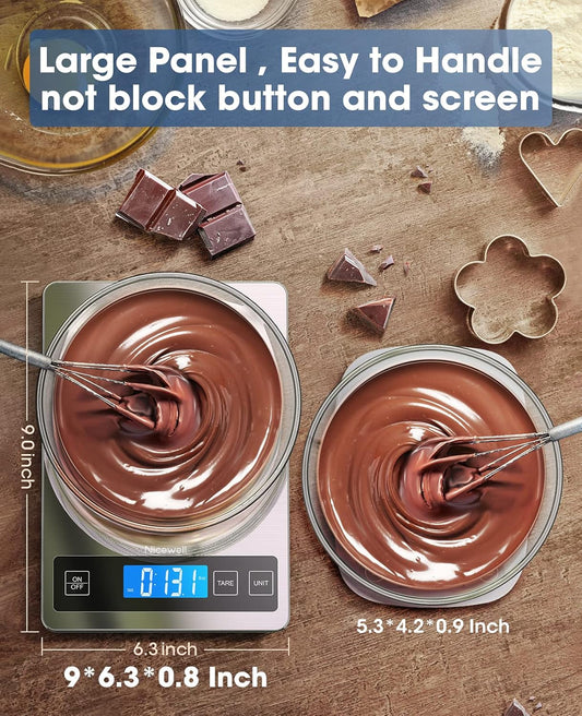 Food Scale 22lb Digital Kitchen Scale for Cooking Baking | 1g/0.1oz Precise Graduation, Backlit LCD, Tare Function, Weight Grams and oz, Easy Clean Stainless Steel and Tempered Glass
