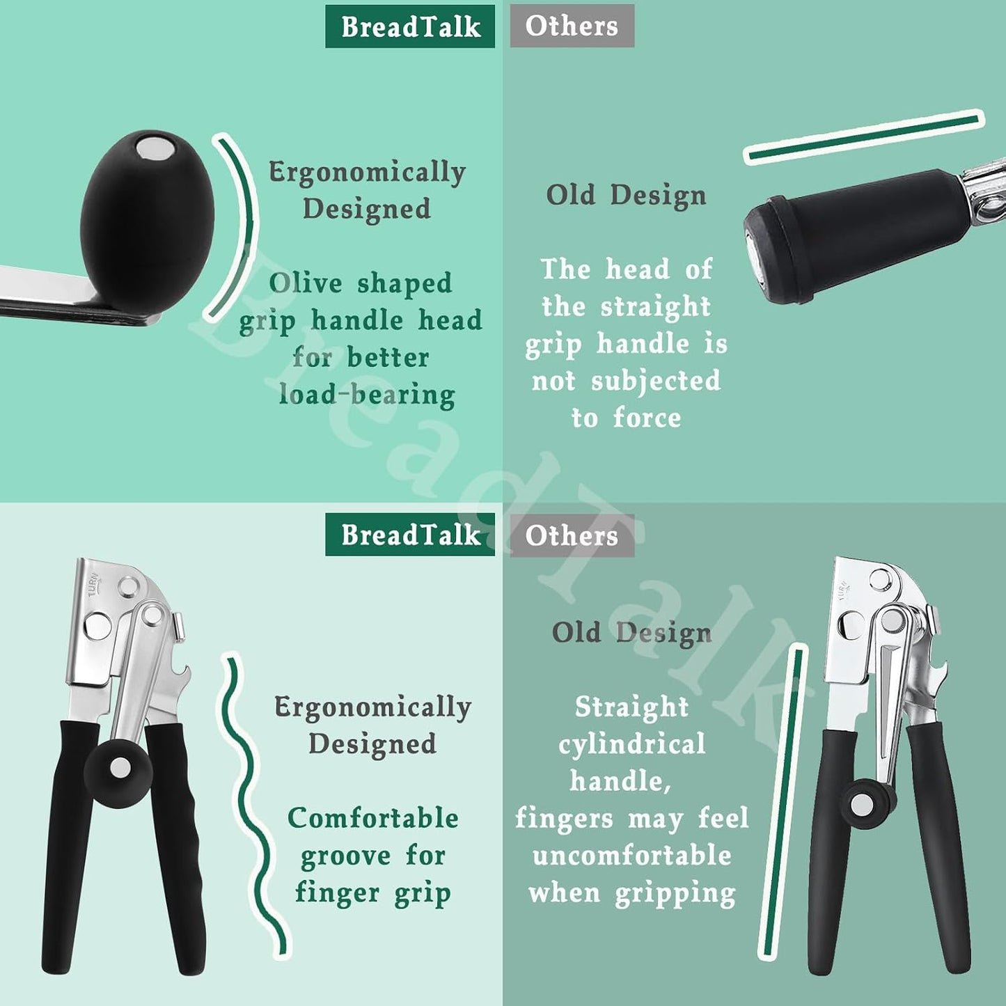 Manual Can Opener, Heavy-Duty Stainless Steel with Magnetic Lid Lifter | Easy-Turn Design with Comfortable Grip for Smooth Opening