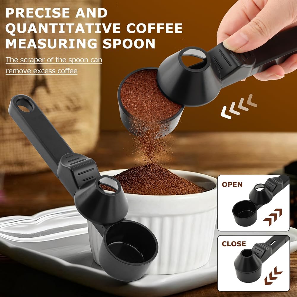 Coffee Scoop Funnel, 2 Tbsp Measuring Spoon for Ground Coffee | 2-in-1 scoop and funnel with leveler for coffee, powders, and mess-free pouring