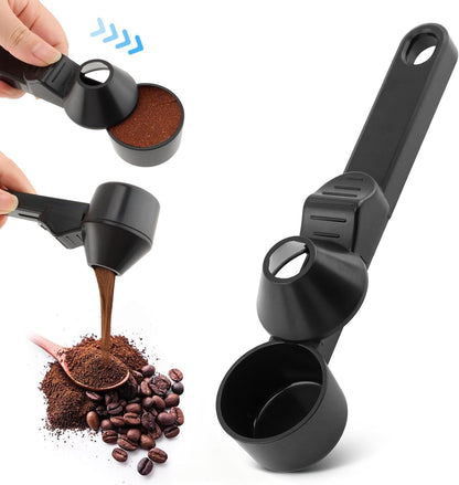 Coffee Scoop Funnel, 2 Tbsp Measuring Spoon for Ground Coffee | 2-in-1 scoop and funnel with leveler for coffee, powders, and mess-free pouring