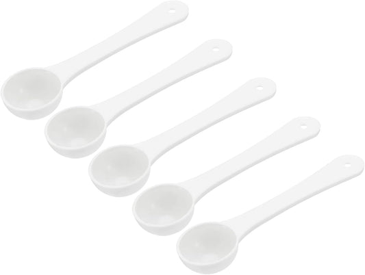 Micro Spoons 1 Gram Measuring Scoop Plastic Round Bottom Mini Spoon with Hanging Hole for Home Kitchen Powder Measurement Baking 30Pcs