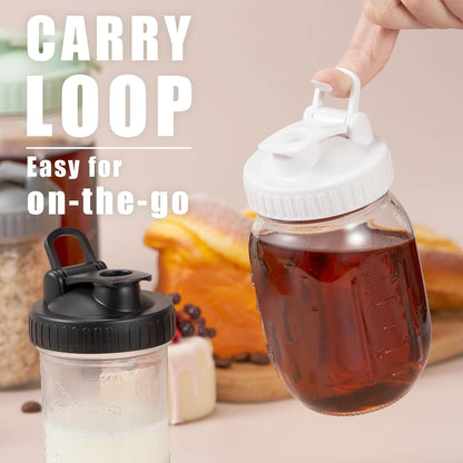 4 Pack Regular Mouth Mason Jar Pour Spout, Mason Jar Pitcher Lids with Leakproof Airtight Flip Cap, Reusable Plastic Canning Lids for Drinking Salad Dressing Pouring, Jar Lids, Colorful