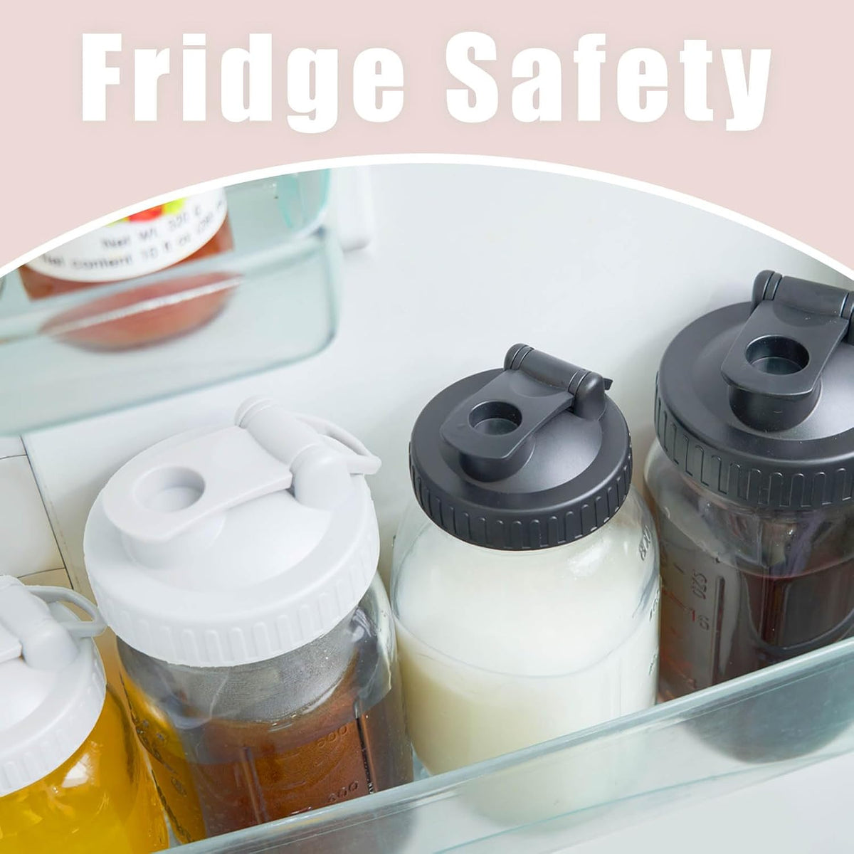 4 Pack Regular Mouth Mason Jar Pour Spout, Mason Jar Pitcher Lids with Leakproof Airtight Flip Cap, Reusable Plastic Canning Lids for Drinking Salad Dressing Pouring, Jar Lids, Colorful