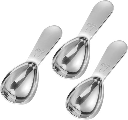 2 Pack 15ml (1 Tablespoon) 304 Stainless Steel Coffee Scoop, Short Handle Measuring Spoon for Ground Coffee/Beans, Fits in Canisters