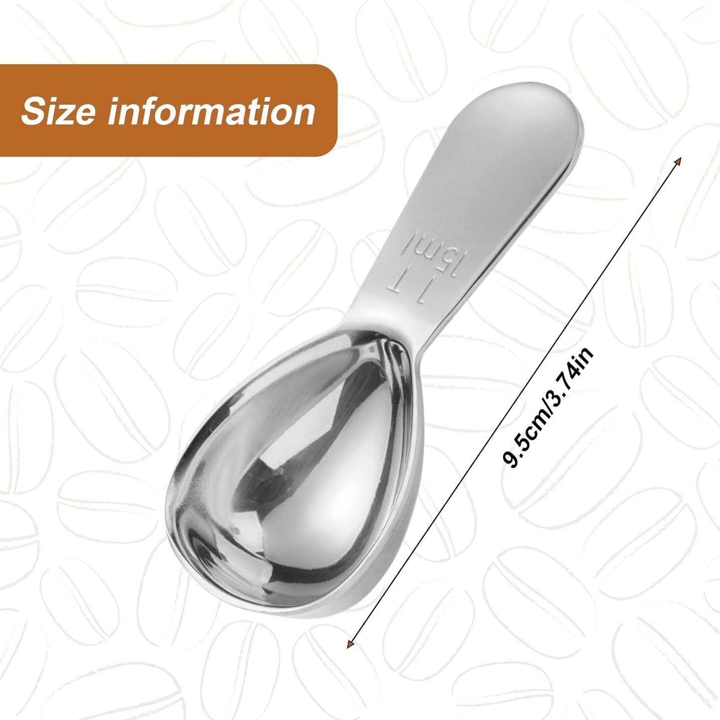 2 Pack 15ml (1 Tablespoon) 304 Stainless Steel Coffee Scoop, Short Handle Measuring Spoon for Ground Coffee/Beans, Fits in Canisters