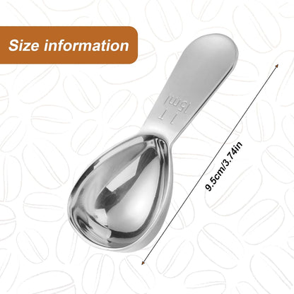 2 Pack 15ml (1 Tablespoon) 304 Stainless Steel Coffee Scoop, Short Handle Measuring Spoon for Ground Coffee/Beans, Fits in Canisters