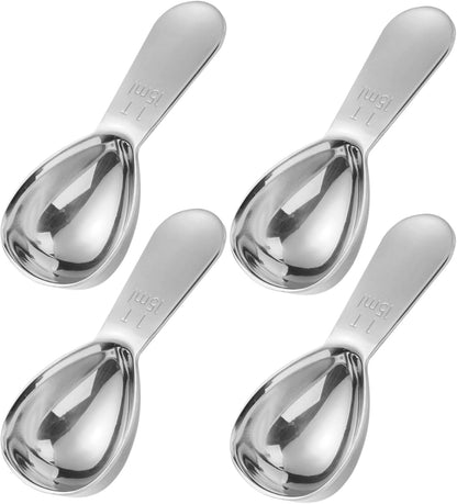 2 Pack 15ml (1 Tablespoon) 304 Stainless Steel Coffee Scoop, Short Handle Measuring Spoon for Ground Coffee/Beans, Fits in Canisters