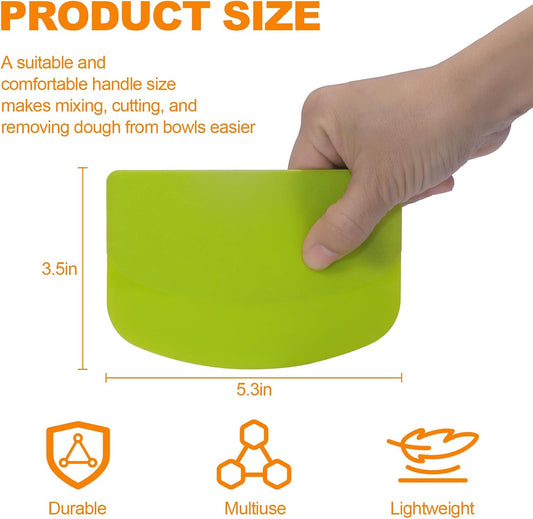 3 Pieces Food Dough Scraper, Plastic Multi - Purpose Kitchen Pastry Cutting Tool, Flexible Bowl Scraper with Curved Edge, Cake Baking Bench Scraper