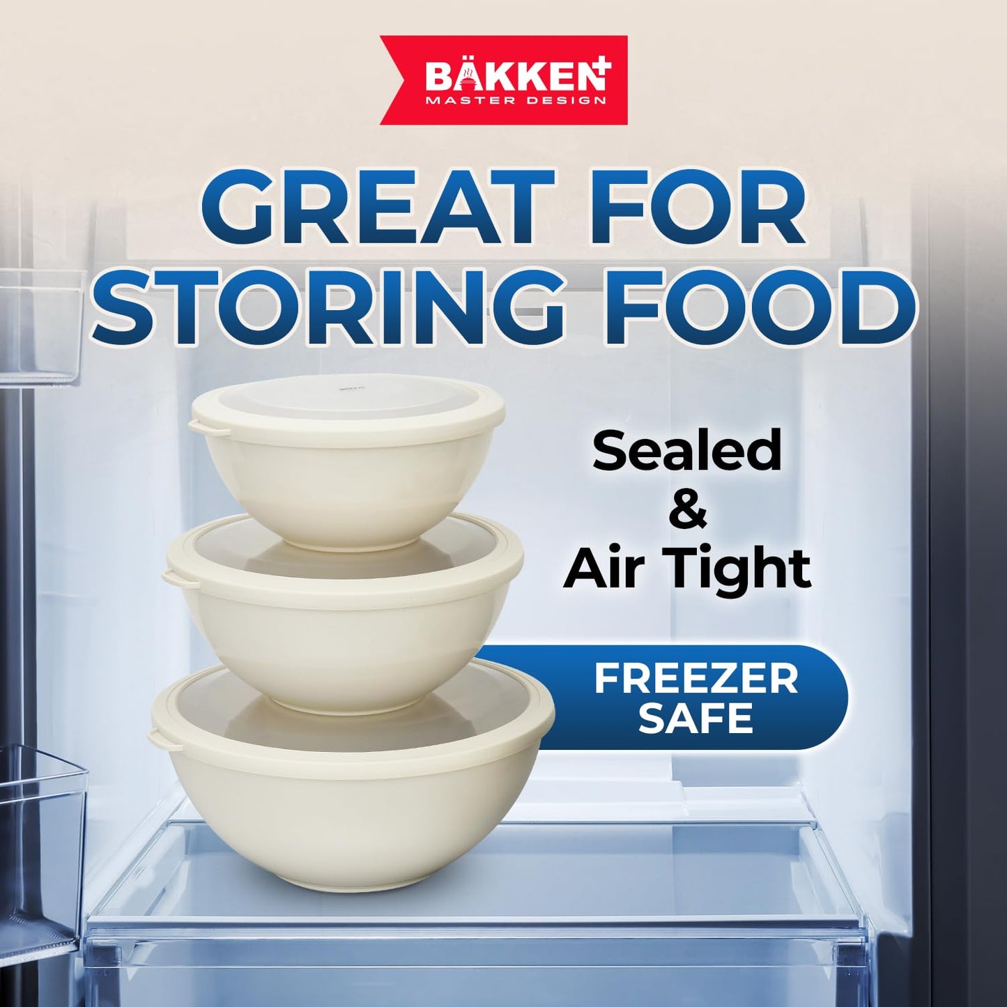 Bakken Master 12 Piece Plastic Nesting Bowls with Lids - Mixing Bowls Set includes 6 Prep Bowls and 6 Lids, BPA-Free, Reusable Meal Prep Containers, Microwave, Freezer & Dishwasher Safe, Brown