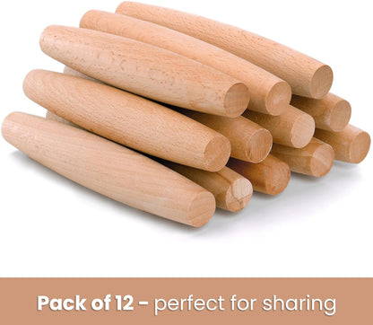 12 Pack 8 Inch Small Wood Rolling Pins, Non-Stick Wooden Dough Roller Pin for Baking Pie, Cookie, Pasta, Dumpling