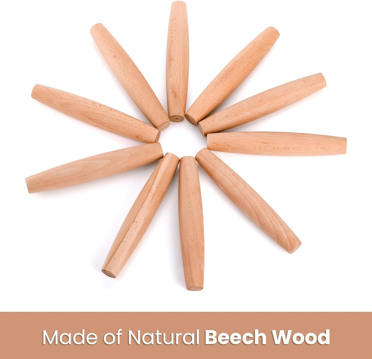 12 Pack 8 Inch Small Wood Rolling Pins, Non-Stick Wooden Dough Roller Pin for Baking Pie, Cookie, Pasta, Dumpling