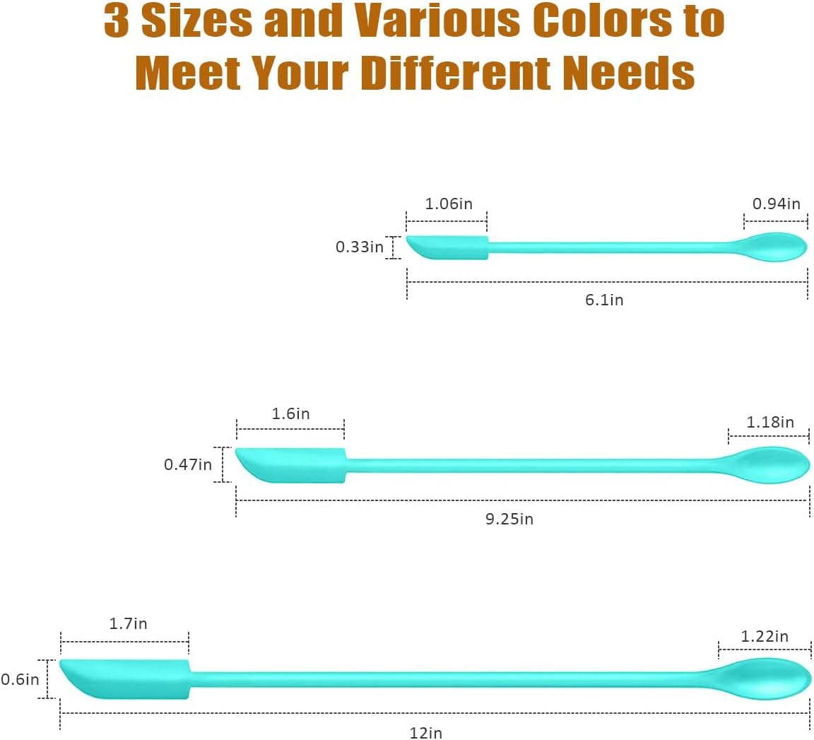 Silicone Spatula Set 3Pcs, Mini Jar Scraper for Makeup & Food | Mini spatulas reach every last drop in jars and bottles, reducing waste for food, cosmetics and personal care products.