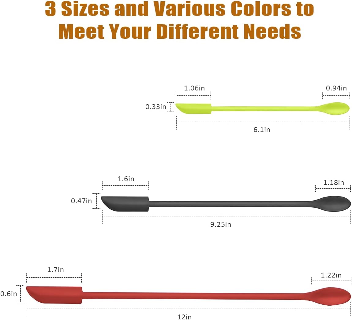 Silicone Spatula Set 3Pcs, Mini Jar Scraper for Makeup & Food | Mini spatulas reach every last drop in jars and bottles, reducing waste for food, cosmetics and personal care products.