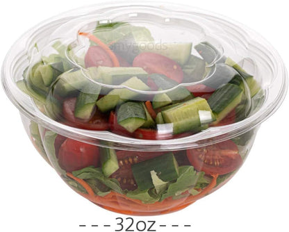 Disposable Plastic Salad Bowls with Airtight Lids Ideal for Meal Prep, Takeout, Catering, Parties, Picnics, and Food Storage, Stackable, Leak-Proof