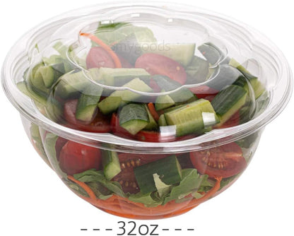 Disposable Plastic Salad Bowls with Airtight Lids Ideal for Meal Prep, Takeout, Catering, Parties, Picnics, and Food Storage, Stackable, Leak-Proof