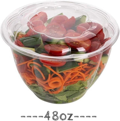 Disposable Plastic Salad Bowls with Airtight Lids Ideal for Meal Prep, Takeout, Catering, Parties, Picnics, and Food Storage, Stackable, Leak-Proof
