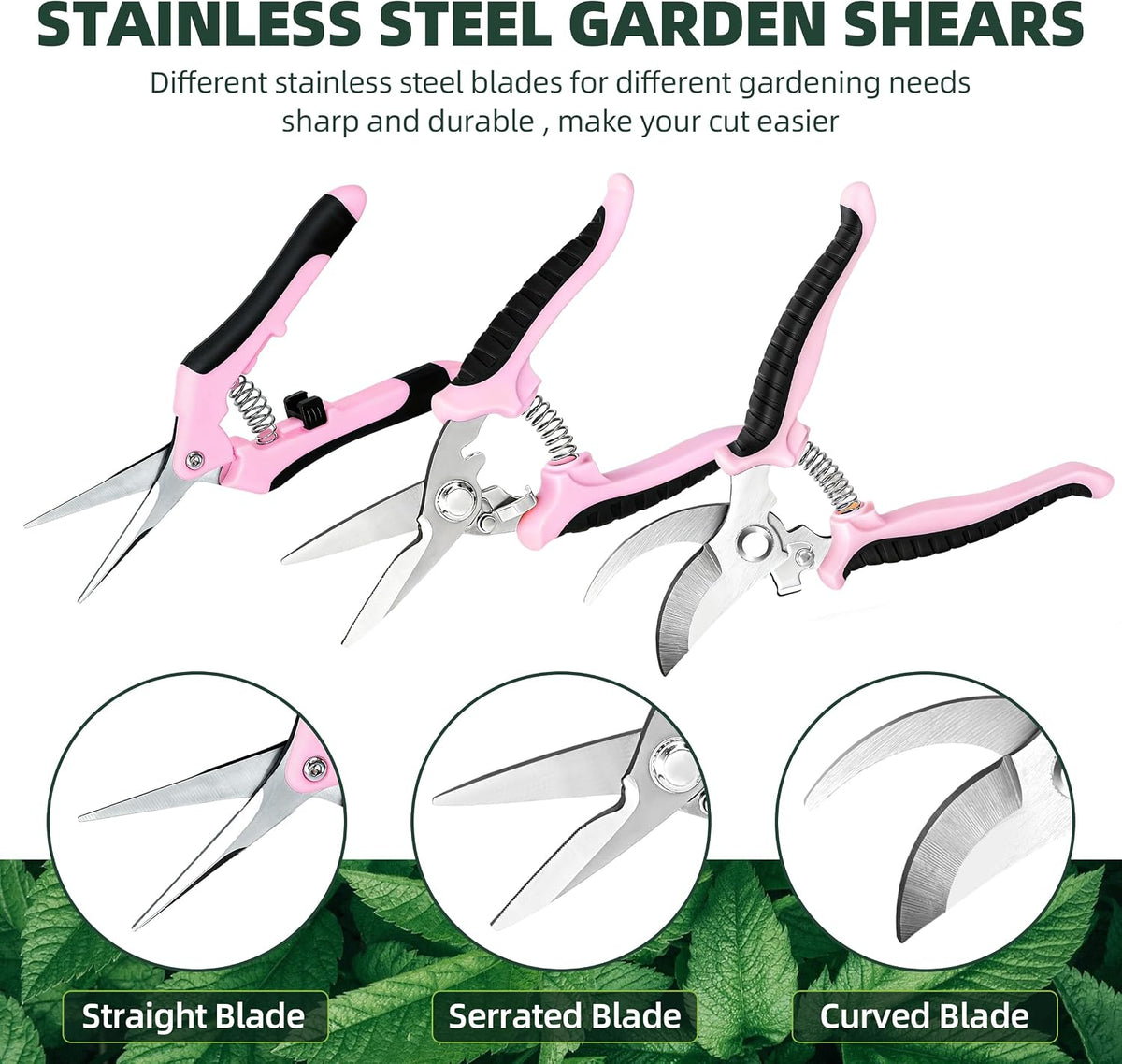 3 Pack Garden Pruning Shears Scissors Clippers Stainless Steel