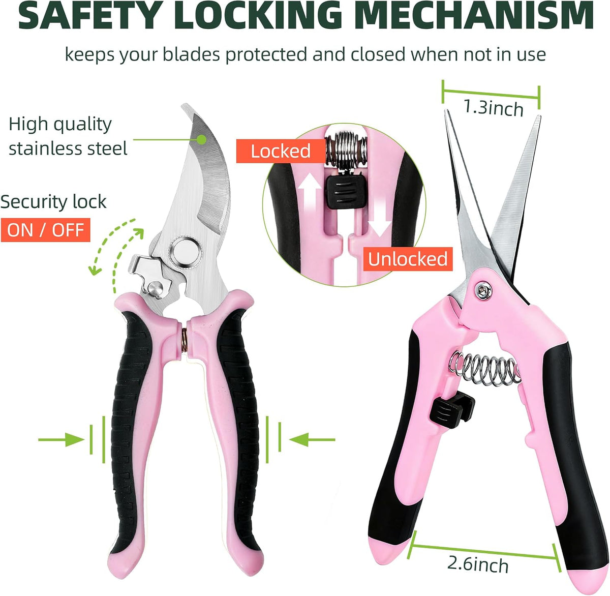 3 Pack Garden Pruning Shears Scissors Clippers Stainless Steel