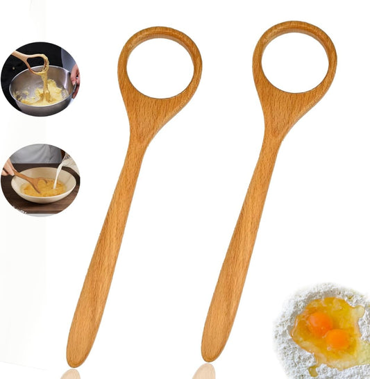 2 PCS 12 Inch Wooden Whisk, Wood Danish Dough Whisk Tool for Mixing, Wooden Bread Whisking Tool for Egg Sourdough Pizza, Pastry, Cake Batter