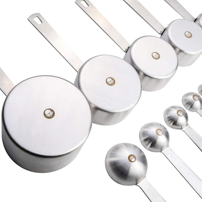 10-Piece Stainless Steel Measuring Cups and Spoons Set – Heavy-Duty, Rust-Resistant Baking and Cooking Measurement Tools
