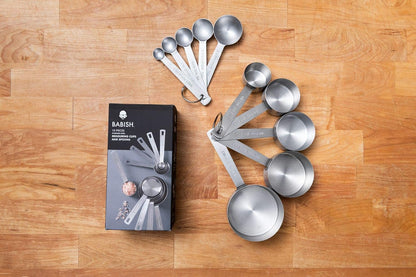 10-Piece Stainless Steel Measuring Cups and Spoons Set – Heavy-Duty, Rust-Resistant Baking and Cooking Measurement Tools