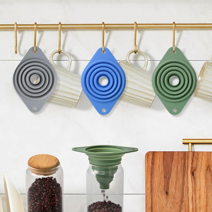 Kitchen Funnel Set 3 Pack,Funnels for Kitchen Use Filling Bottles,Silicone Funnel Collapsible,Small Funnels for Filling Small Bottles