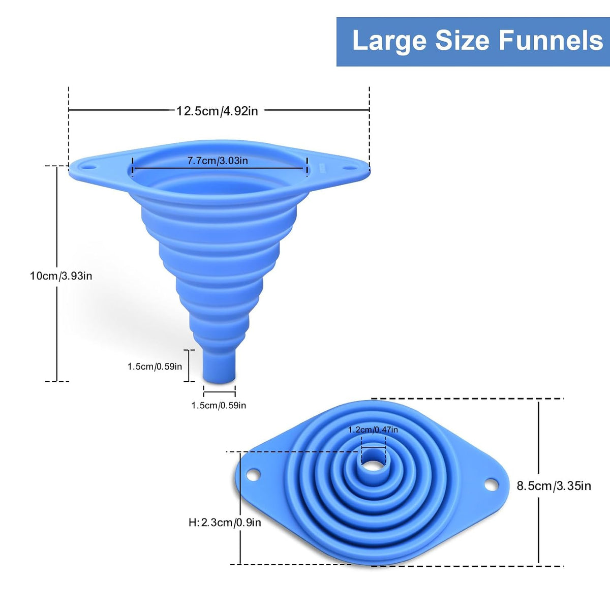 Kitchen Funnel Set 3 Pack,Funnels for Kitchen Use Filling Bottles,Silicone Funnel Collapsible,Small Funnels for Filling Small Bottles