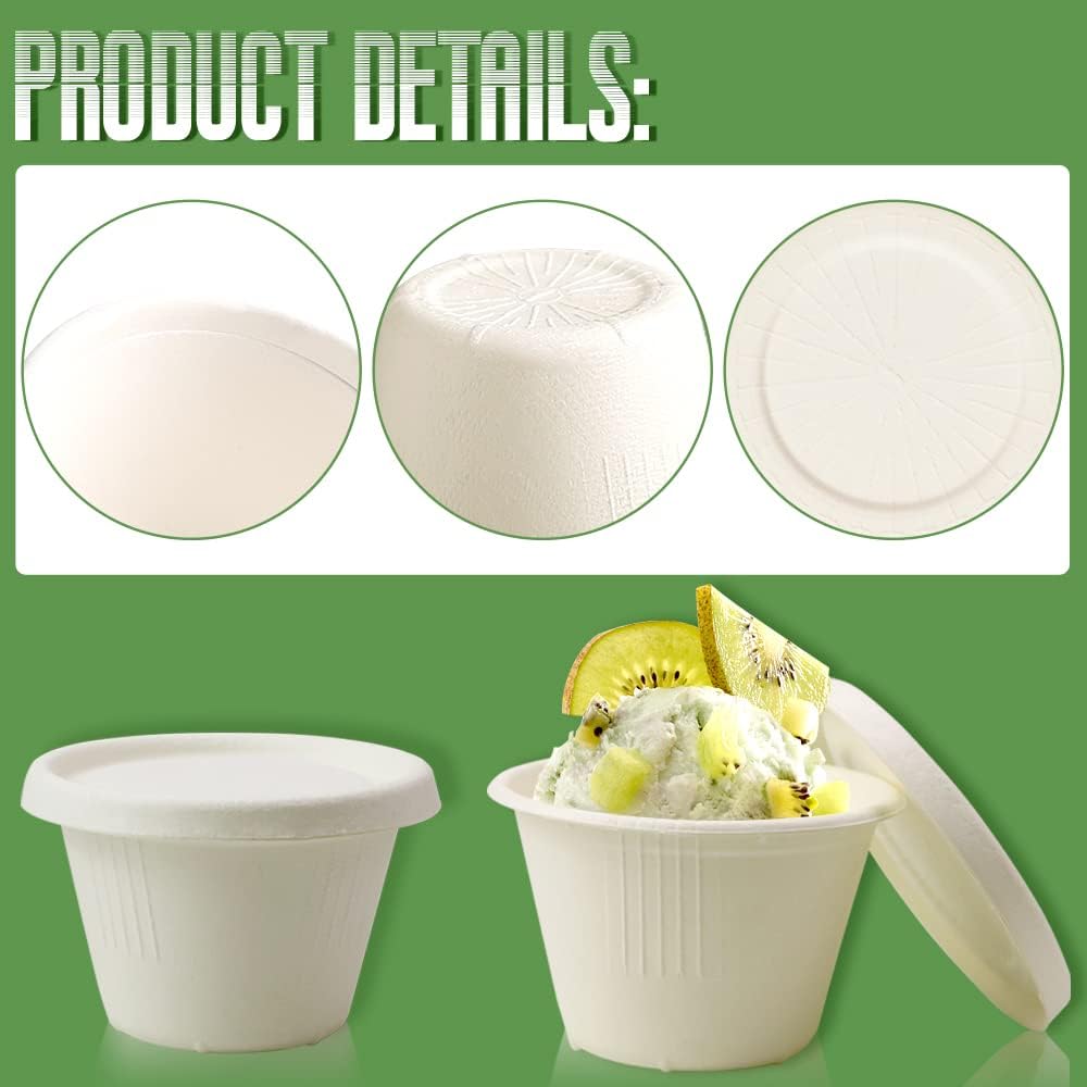 100-Pack 4 oz Disposable Paper Cups with Lids, White
