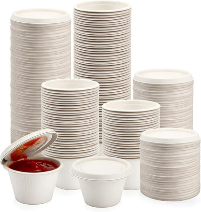 100-Pack 4 oz Disposable Paper Cups with Lids, White