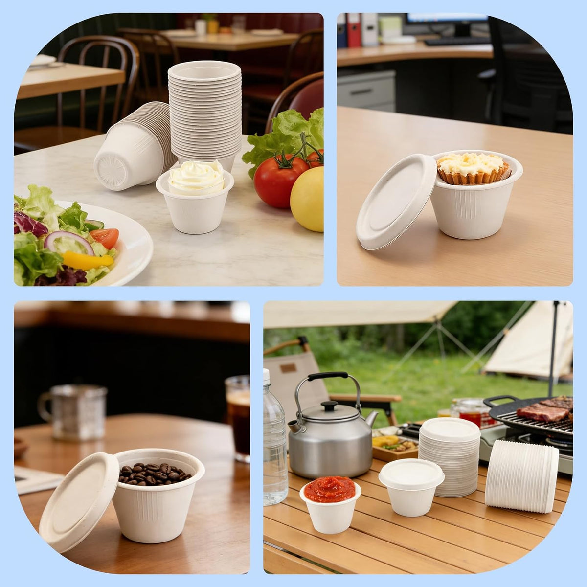 100-Pack 4 oz Disposable Paper Cups with Lids, White