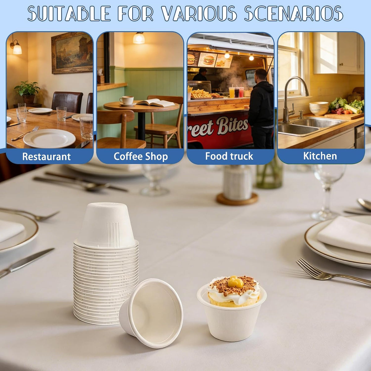 100-Pack 4 oz Disposable Paper Cups with Lids, White