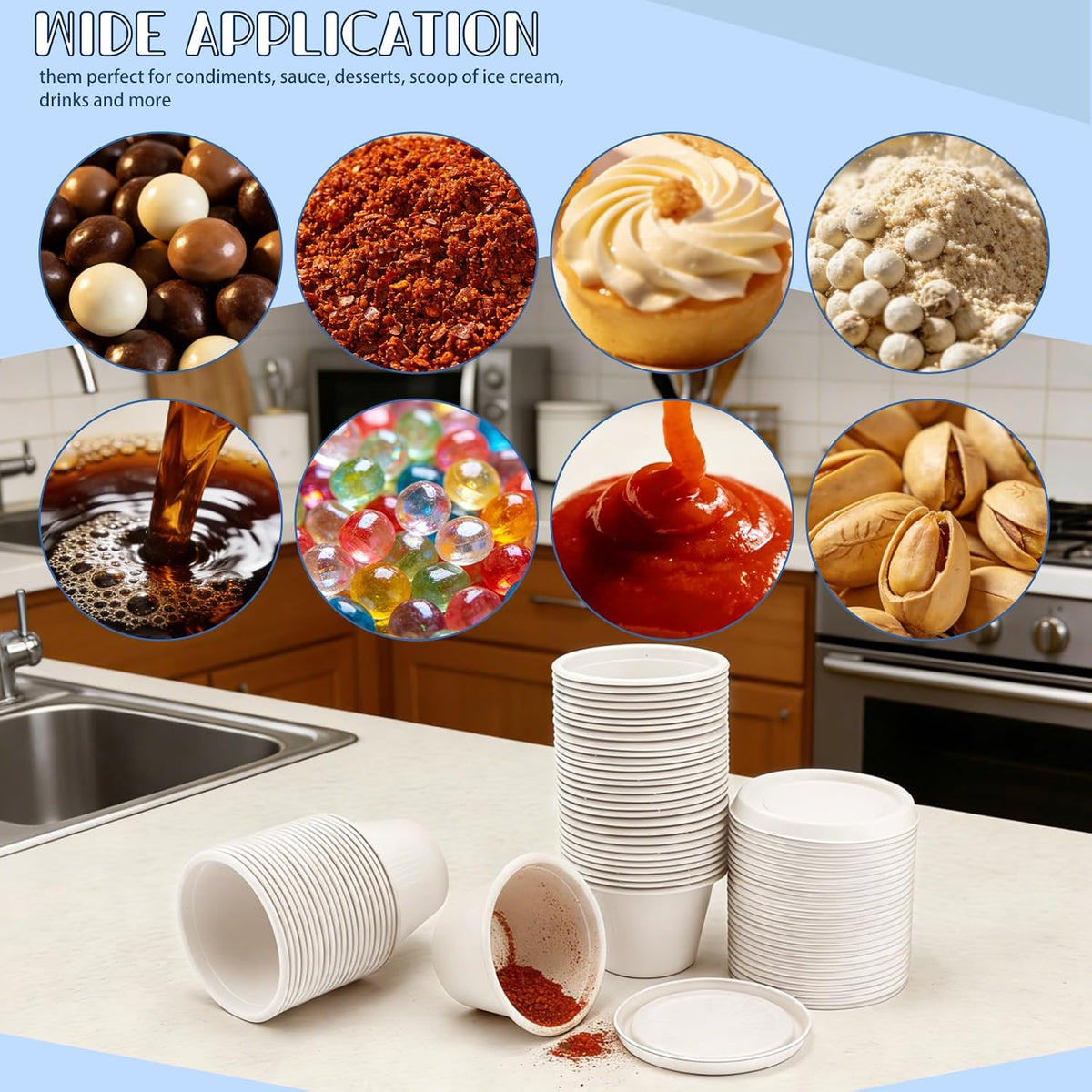 100-Pack 4 oz Disposable Paper Cups with Lids, White