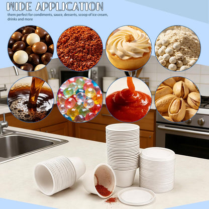 100-Pack 4 oz Disposable Paper Cups with Lids, White