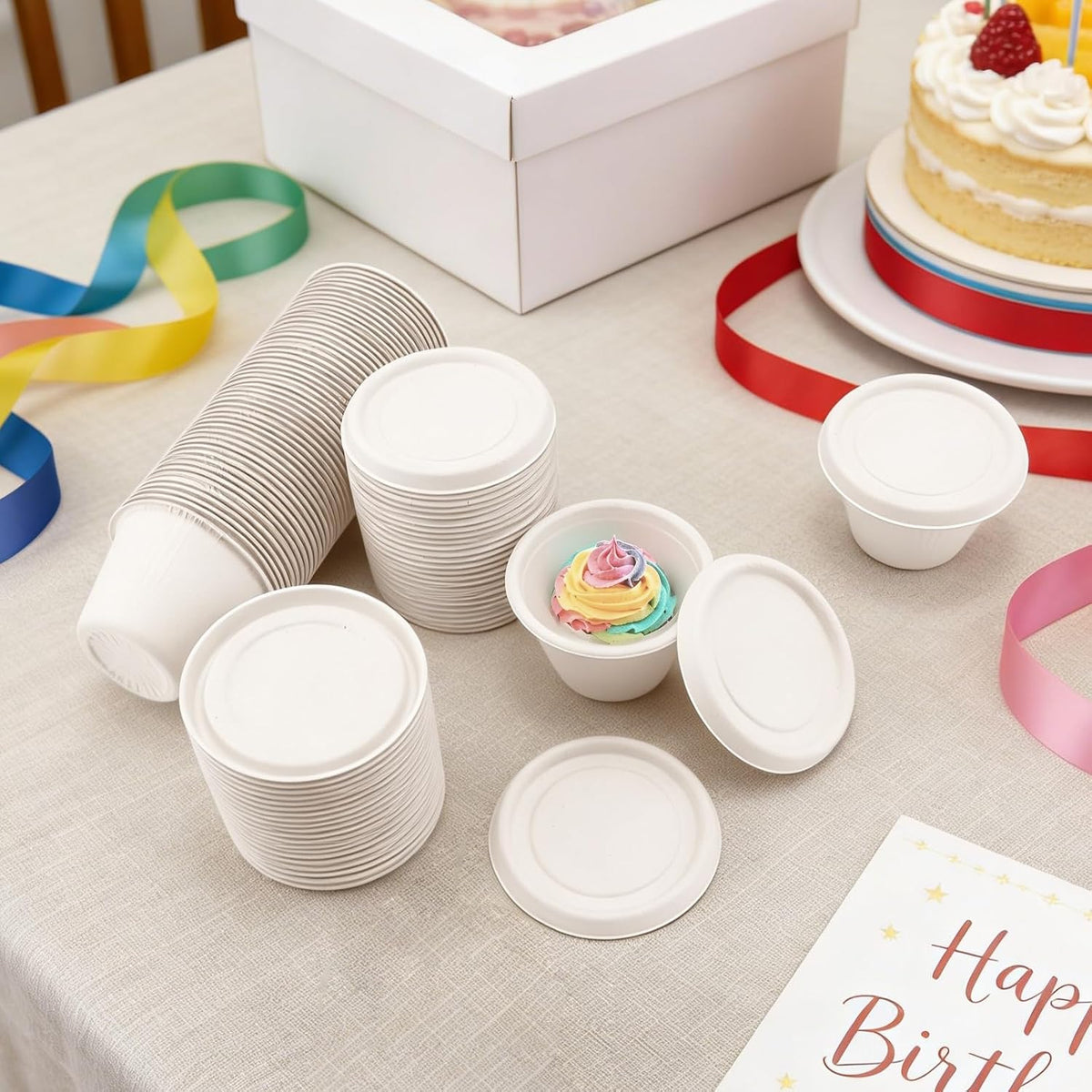 100-Pack 4 oz Disposable Paper Cups with Lids, White