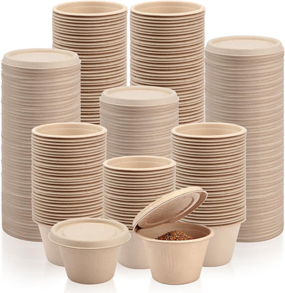 100-Pack 4 oz Disposable Paper Cups with Lids, White